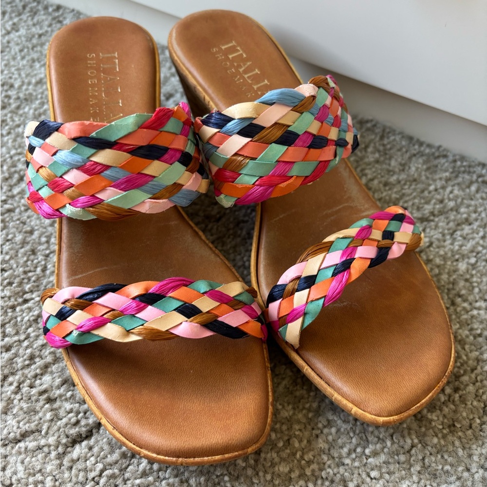 Italian Shoemaker Wedge Woven Rainbow Shoes - Picture 3 of 4